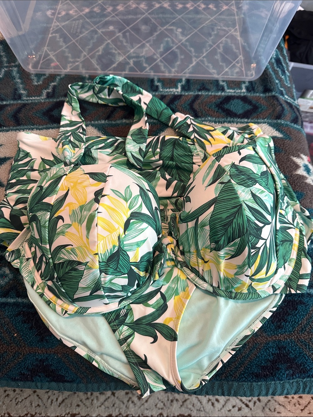 Adore Me Mint & Green Tropical Bikini Set